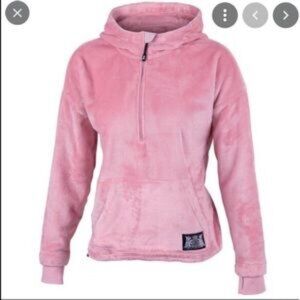 Juicy Couture Sport Half Zipped Pink Sherpa Hoodie-Size Large